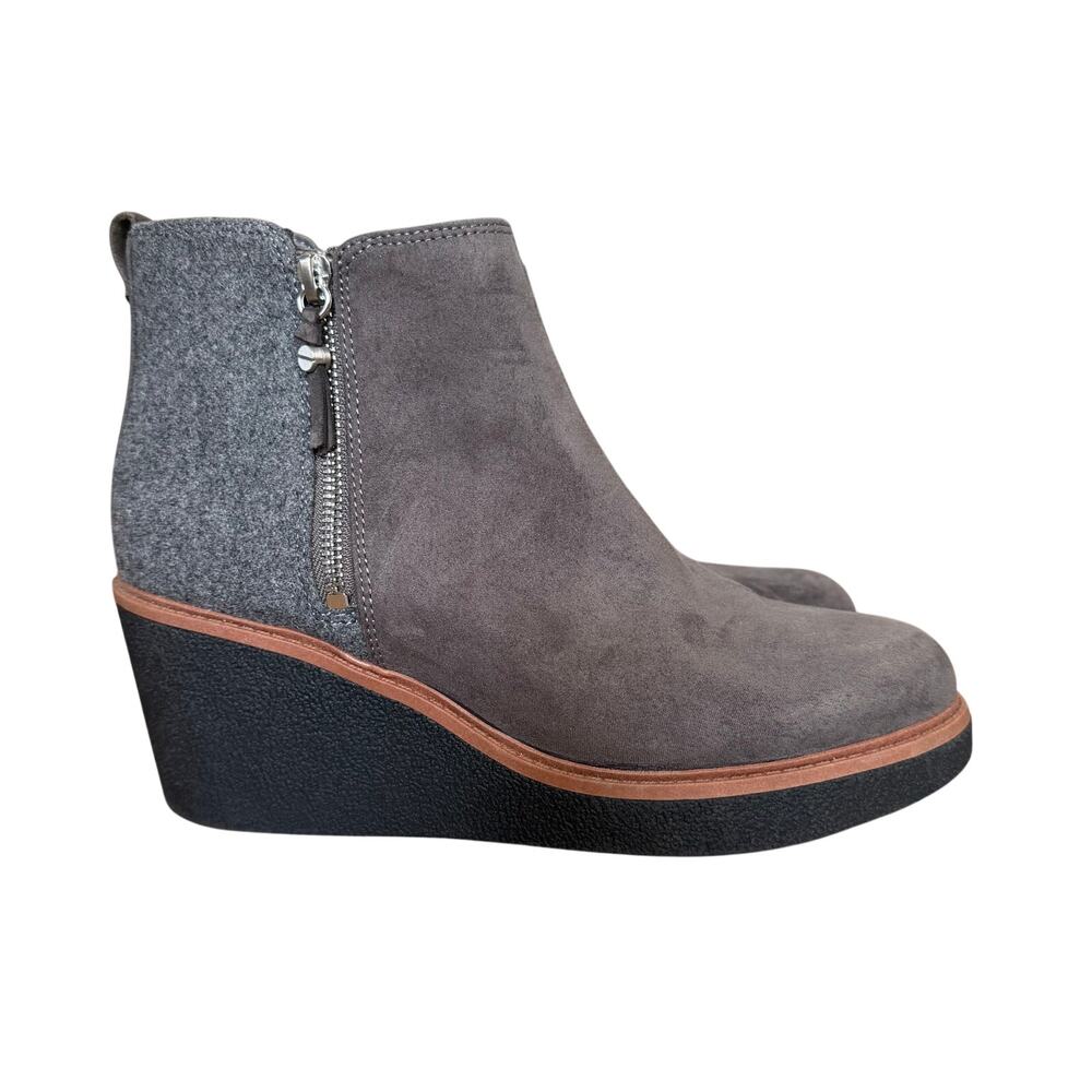 Dr Scholl's Women's Gray Fabric Amber Wedge Boots Sz 9 Comfort Boho Festival